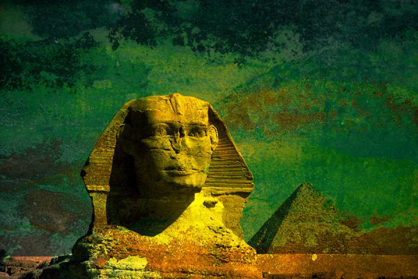 Giza Sphinx on a green background